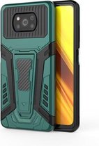 Voor Xiaomi Poco X3 War Chariot Series Armor All-inclusive schokbestendige pc + TPU beschermhoes met onzichtbare houder (groen)