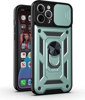 Sliding Camera Cover Design TPU + PC beschermhoes voor iPhone 12 Pro (donkergroen)