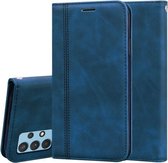 Voor Samsung Galaxy A32 4G Frosted Business Magnetische Horizontale Flip PU lederen tas met houder & kaartsleuf & lanyard (blauw)