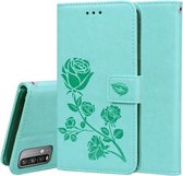 Voor Geschikt voor Xiaomi Redmi 9T Rose reliëf horizontale flip PU lederen tas met houder & kaartsleuven & portemonnee (groen)