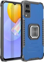 Voor vivo Y51 (2020) Fierce Warrior Series Armor All-inclusive schokbestendig aluminium + TPU beschermhoes met ringhouder (blauw)