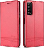 Voor Huawei P smart 2021 AZNS Magnetische Kalf Textuur Horizontale Flip Leren Case met Kaartsleuven & Houder & Portemonnee (Rood)