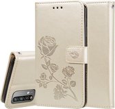 Voor Xiaomi Poco M3 Rose reliëf horizontale flip PU lederen tas met houder & kaartsleuven & portemonnee (goud)