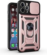 Glijdende camerahoesontwerp TPU + pc-beschermhoes voor iPhone 11 pro (roségoud)