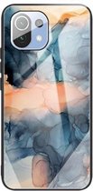 Voor Xiaomi Mi 11 Pro beschermhoes met abstract marmerpatroonglas (abstract blauw)