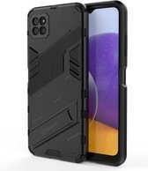 Voor Samsung Galaxy A22 5G Punk Armor 2 in 1 PC + TPU schokbestendig hoesje met onzichtbare houder (zwart)