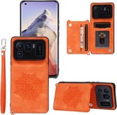 Voor Xiaomi Mi 11 Ultra Mandala reliëf PU + TPU hoesje met houder & kaartsleuven & fotolijst & riem (geel)