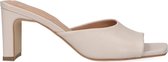 Manfield - Dames - Off white leren muiltjes met hak - Maat 38