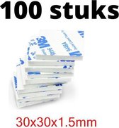 3M Dubbelzijdige Stickers - 100 STUKS - Plakkers - Extra Sterk - Ophangen Poster en Foto - Knutselen - 30 x 30 x 1.5 mm - Plakkertjes - Klevers - Montage - DIY