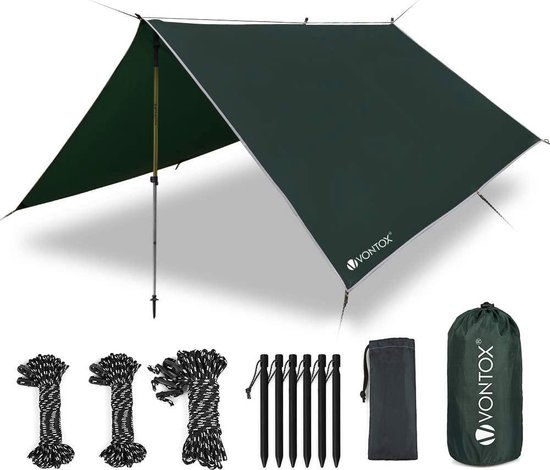 HN® Tent Tarp Waterdicht | Tarp 3x3m-PU3000mm | Sneeuw, Regen, Vliegen,...  | bol.com