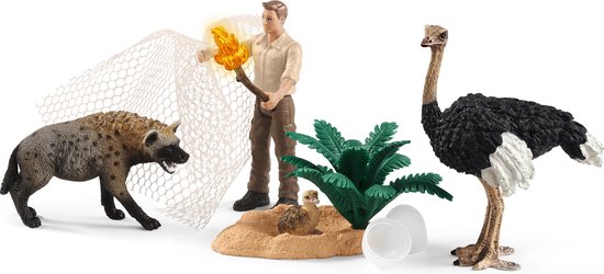 Schleich Wild Life - Vangen van de hyena - Speelfigurenset - Kinderspeelgoed voor Jongens en Meisjes - 3 tot 8 jaar - 8 Onderdelen