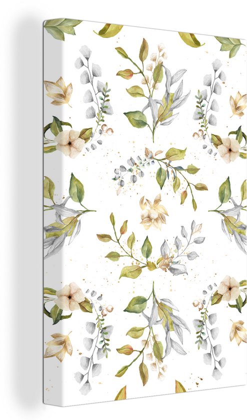Canvas Schilderij Bloem - Waterverf - Plant - 20x30 cm - Wanddecoratie