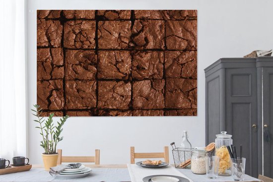 Canvas schilderij 150x100 cm - Wanddecoratie Beeldvullende brownies - Muurdecoratie woonkamer - Slaapkamer decoratie - Kamer accessoires - Schilderijen