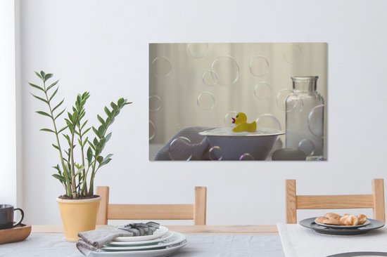 Canvas Schilderij Badeend - Schaal - Sop - 60x40 cm - Wanddecoratie