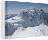 Canvas Schilderij Panoramisch uitzicht op bergtoppen van de Zwitserse Aletschgletsjer - 120x80 cm - Wanddecoratie