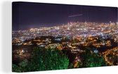 Canvas Schilderij Panorama van Beiroet in de nacht - 80x40 cm - Wanddecoratie