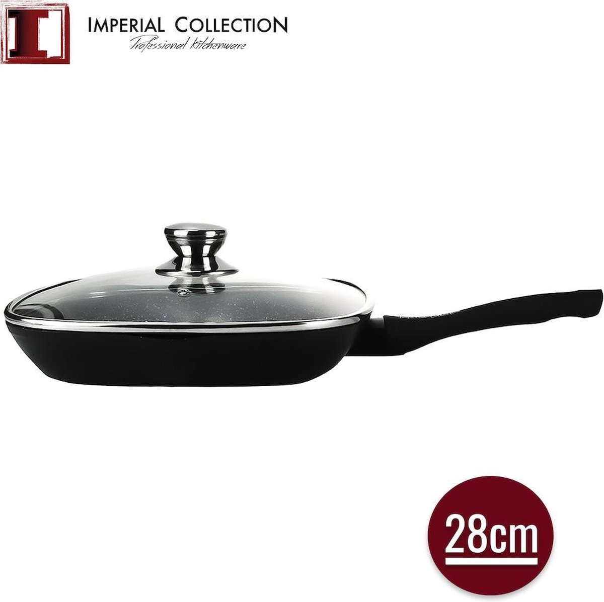 Imperial Collection 28cm Marble Coated Grill Pan with Lid