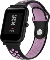 Siliconen Smartwatch bandje - Geschikt voor  Xiaomi Amazfit Bip sport band - zwart/roze - Horlogeband / Polsband / Armband