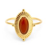 Ring - Stainless steel - Red Jasper - Goudkleurig - Maat 18