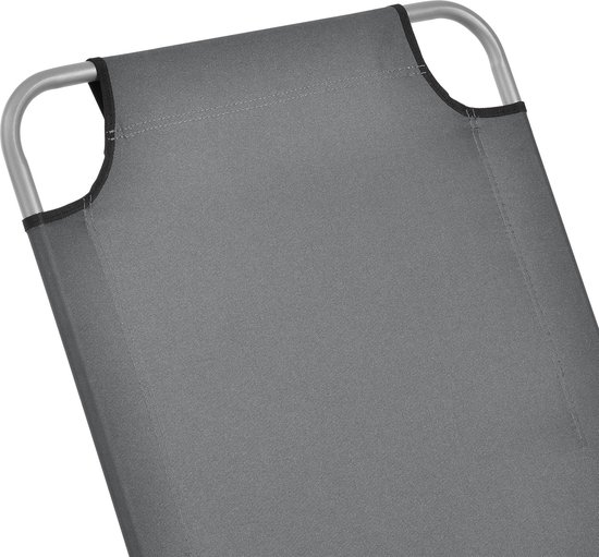 Transat Chaise Longue Inclinable Réglable en 5 Positions Bain de Soleil Design avec Anses de Transport Capacité de Charge 110 kg Acier Polyester Argenté Mat Gris Foncé [casa.pro]