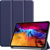 Hoes Geschikt voor iPad Pro 2021 (11 inch) Hoes Tri-fold Tablet Hoesje Case - Hoesje Geschikt voor iPad Pro 11 inch (2021) Hoesje Hardcover Bookcase - Donkerblauw