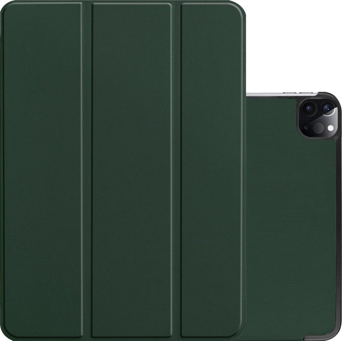Hoes - Geschikt voor Apple iPad Pro (2021) - 11 inch - 3e generatie - Dun & Stevig - Trifold Bookcase - Hard Cover - Hardcover Book Case - Tablet Hoesje - Donkergroen