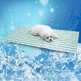 Koelmat Hond – koelkussen met gel - Verkoelende Mat - Honden Cooling Mat – 90 x 50 cm - Groen/Wit