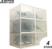 JUST23 Schoenen opbergsysteem - 4PACK - Transparant - Schoenendoos - Sneakerbox