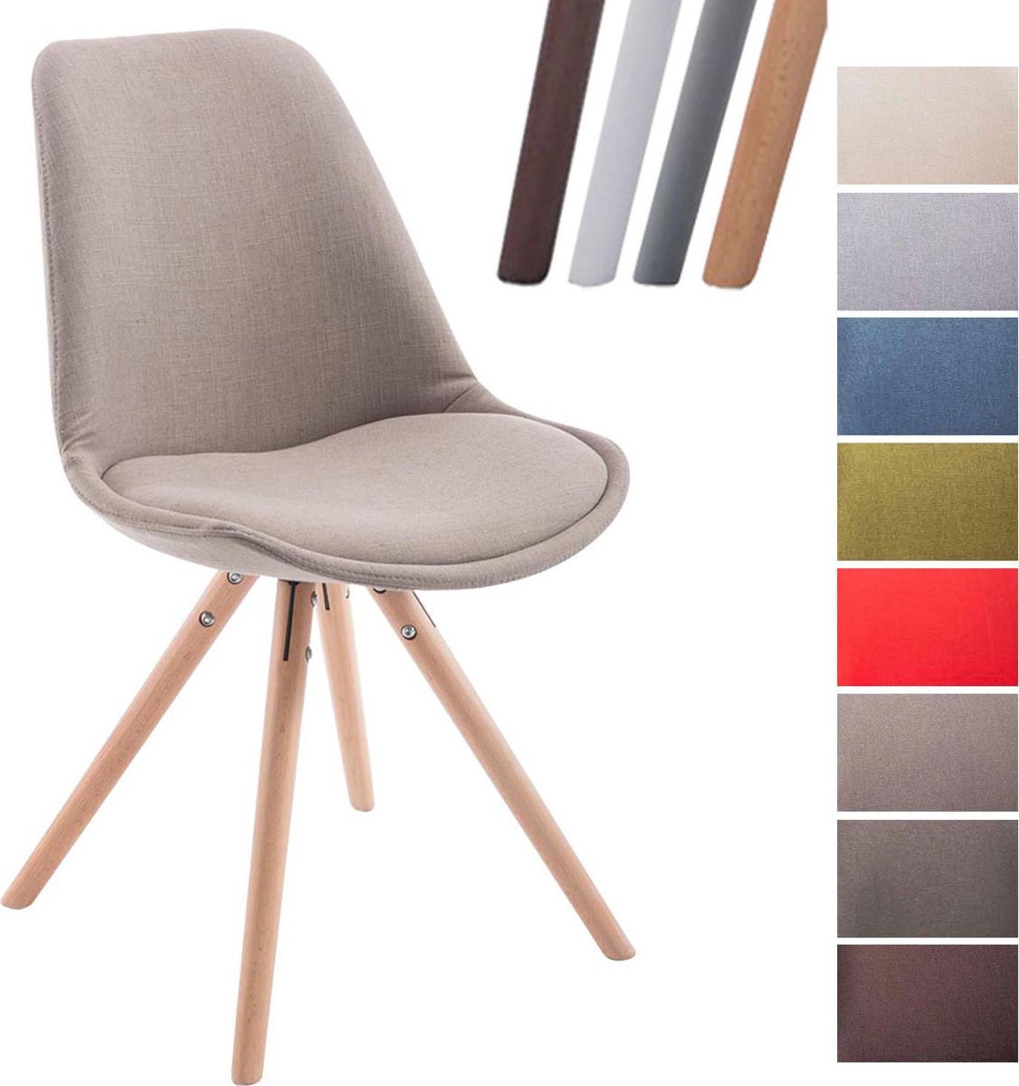 Eetkamerstoel Troyes vierkant frame Stof taupe/natura