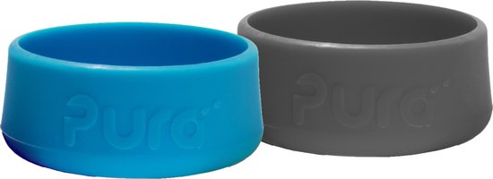 Babyflesje - Pura Silicone Bumpers - Aqua - Grijs - 2 stuks