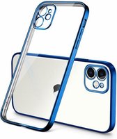 iPhone 12 Pro Hoesje – Blauw – Blue – Luxe – Schokbestendig – Transparant – Silicone – Dun – Cover – Backcover - Clear - Geschikt voor Apple – Case – Shockproof - Bescherming – Smartphone – T