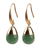 Groene edelstenen oorbellen Gold Dip Green Aventurine