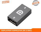 GR4IT 8K DisplayPort 1.4 Koppelstuk / tussenstuk recht - Grijs - 8K 60Hz