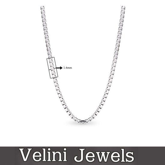Velini jewels-1.4MM box halsketting-925 Zilver Ketting- roestvrij -50cm met anker slot