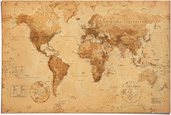 Foto: Reinders poster world map antique style 61x91 5cm papier