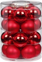 40x stuks glazen kerstballen rood mix 6 cm glans en mat - Kerstboomversiering/kerstversiering