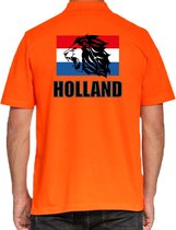 Oranje fan poloshirt voor heren - met leeuw en vlag - Holland / Nederland supporter - EK/ WK shirt / outfit L