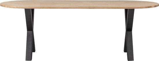 WOOOD Table Tablo Ovale avec Pied Alkmaar - Chêne/Métal - 75x220x90
