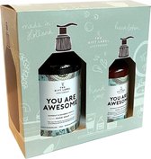 The Gift Label - Giftset voor haar - Handzeep met pompje 500ml en Hand lotion 250ml