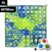 Pop It XL Groot – 20x20 cm - Met Simple Dimple Fidget Spinner – Pop It Fidget Toy – Fidget Toys - Fidget Speelgoed - Blauw/Groen