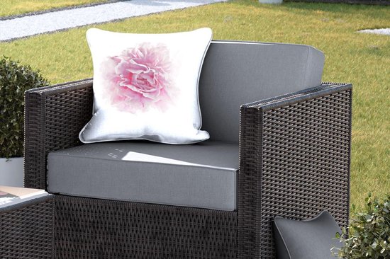 Coussins d'extérieur - Jardin - Vue de dessus d'une pivoine rose sur fond blanc - 45x45 cm