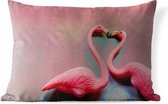 Buitenkussens - Tuin - Twee flamingo's kussen elkaar - 50x30 cm