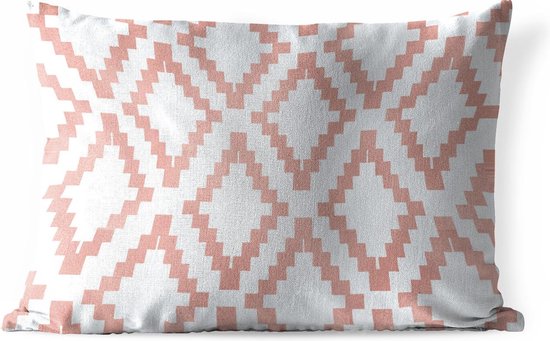 Buitenkussens - Tuin - Luxe patroon van glimmende en gekartelde ruiten op een witte achtergrond - 60x40 cm