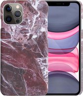Hoesje Geschikt voor iPhone 11 Pro Max Hoesje Marmer Case Hard Cover - Hoes Geschikt voor iPhone 11 Pro Max Case Marmer Hoesje Backcover - Rood