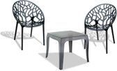 Tuinset - Tafel met 2 stoelen - Zwart