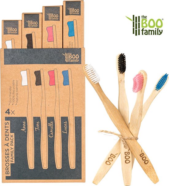 La famille BOO - Pack familial de brosses à dents - bambou - 4 couleurs |  bol.com