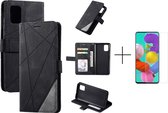 Book Case Samsung Galaxy A51 | Hoogwaardig PU Leren Hoesje | Lederen Wallet Case | Luxe Uitstraling | Telefoonhoesje | Pasjeshouder | Portemonnee | Zwart + 1x screen protector