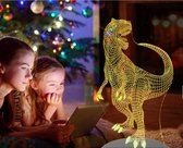 Coolsable 3D Illusie Nacht Lamp Dinosaurus met 7 Kleuren I T-Rex Nachtlampje Voor Volwassen Kinderen & Baby's I Met Aanraakbediening & Afstandsbediening