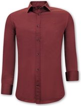 Luxe Blanco Heren Satijn Blouse - Slim Fit - 3072 - Bordeaux