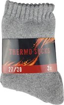 Thermo Sokken - Grijs / Licht Grijs / Zwart- Polyester - Maat 27 / 30 - Set van 3